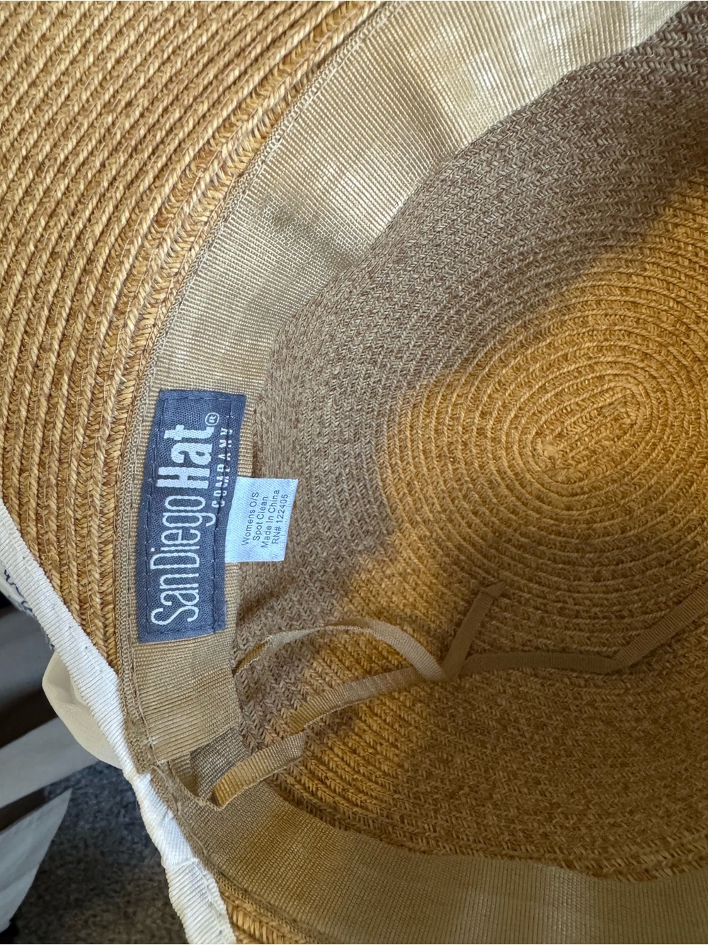San Diego Hat Company Tan Straw Sun Hat with White Band - Picture 3 of 3